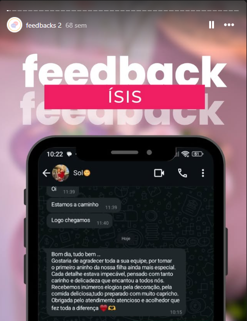 Feedback de mãe Le Jardins Evento 1