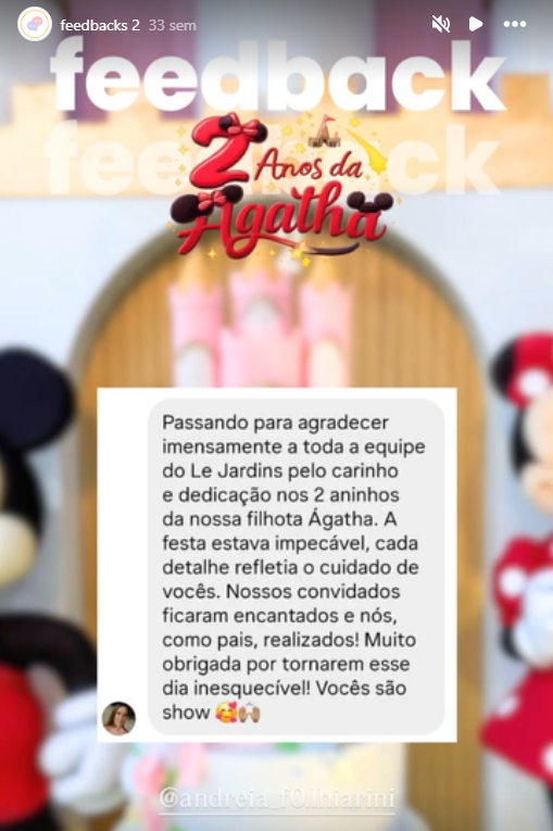 Feedback de mãe Le Jardins Evento 4