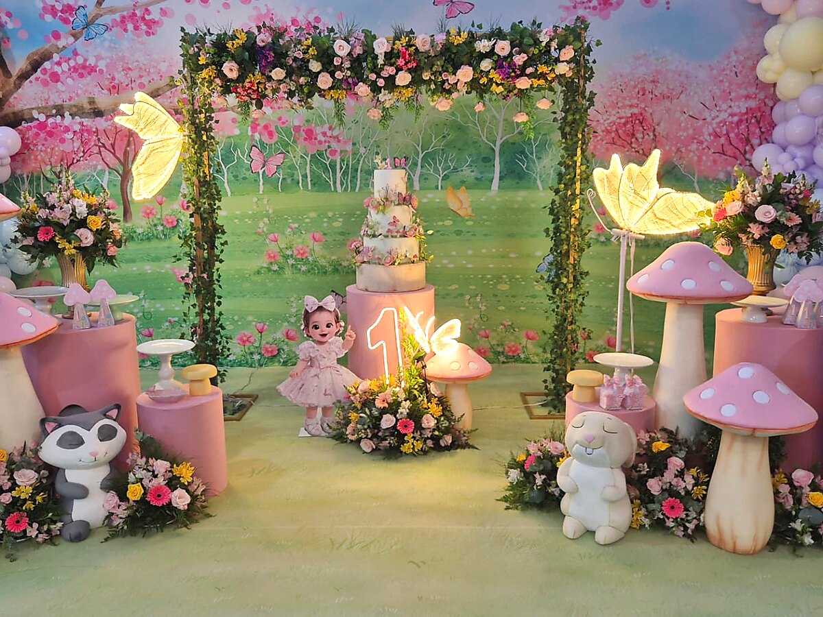 Decoração de festa tema jardim encantado com borboletas
